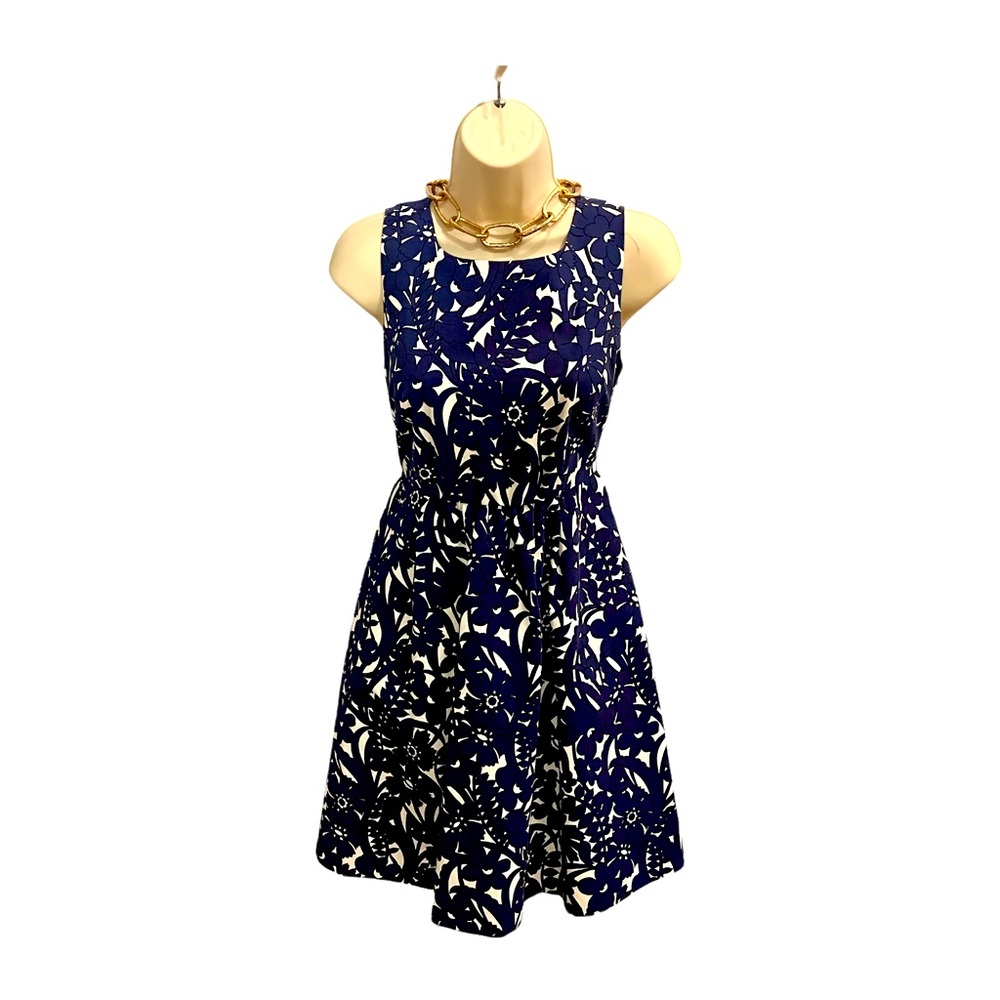 Vintage Zara Sleeveless Boatneck A Line Floral Dress